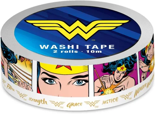 Miniatura 3 de Paper House Productions DC Comics Wonder Woman - Juego de 2 rollos de cinta Washi para álbumes de recortes y manualidades - Comic Cells