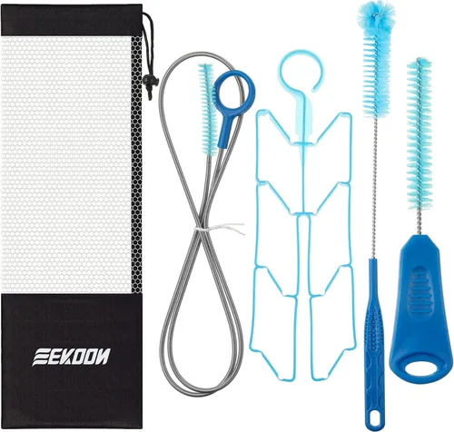 Kit de limpieza de vejiga de hidratación, juego de limpiador de vejigas de agua con cepillo largo flexible para manguera, válvula de mordida pequeña