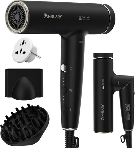 Miniatura 9 de ANNLARY Secador de pelo de iones de plasma con difusor para cabello rizado, secador profesional de alta velocidad de 110000 RPM con iones de plasma