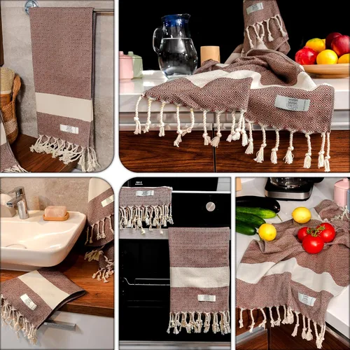 Miniatura 5 de EPHESUS TOWELS Toallas de mano – Juego de 2 18" x 30" – Toalla de mano turca decorativa para baño, cocina, invitados, cara, cabello, té, paño