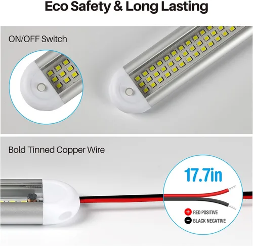 Miniatura 3 de CT CAPETRONIX - Barra de luz interior LED de 12 V, 120 LED, 1500 lúmenes, 8 W, CC, 12 voltios, con interruptor de encendido/apagado, para remolque