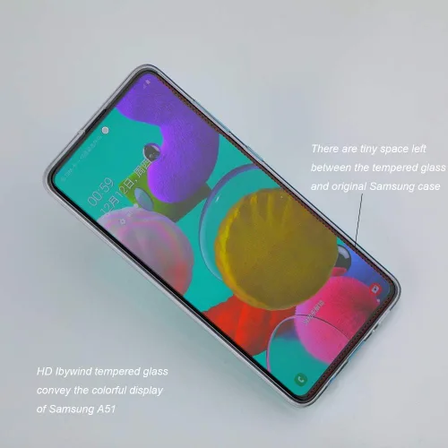 Miniatura 5 de Ibywind Protector de pantalla para SamSung Galaxy A51, con 2 piezas de vidrio templado, 1 protector de lente de cámara, 1 película de fibra
