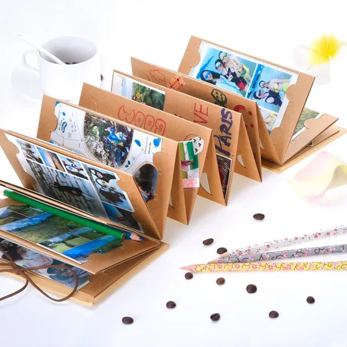 Miniatura 7 de Mudder Álbumes de recortes de tapa dura para fotos de 4 x 6 pulgadas, papel kraft hecho a mano para álbumes de recortes DIY, aniversario, cuaderno