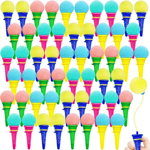 Miniatura 8 de Meirrnyyu 24 lanzadores de bolas de espuma de helado de 4 pulgadas, mini juguetes de disparo de cono de helado para niños, premio de carnaval