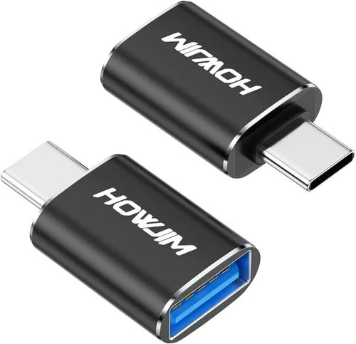Paquete de 2 adaptadores USB C a USB, adaptador OTG macho tipo C a USB 3.2 hembra, carga rápida de 100 W, transferencia de 10 Gbps, adaptador USB A