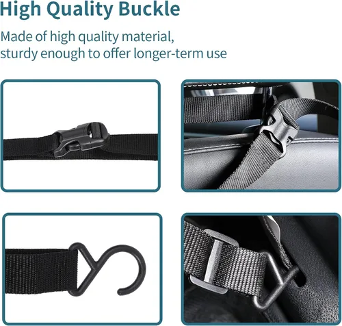 Miniatura 4 de Petsfit Barrera de coche para perro, barrera para mascotas, malla para asiento trasero de perro con cuerda de ajuste y gancho, adecuada
