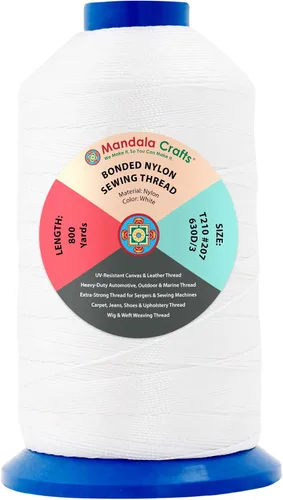 Miniatura 396 de Mandala Crafts - Hilo de nailon para coser cuero, tapicería, mezclilla y para trenzar el pelo; resistente, 1500 yardas, tamaño 69 T70 Marrón