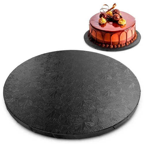 Miniatura 14 de Tambor de pastel de 12 pulgadas, tablero negro para pasteles de celebración listos para fotos, base de cartón redonda de 1/2 pulgada de grosor