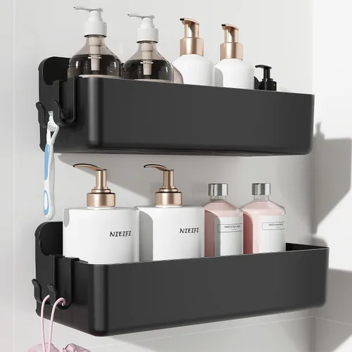 Miniatura 27 de Nieifi Estante adhesivo de pared, estantes de ducha, organizador de ducha para organización de baño (A-transparente, 2 piezas)