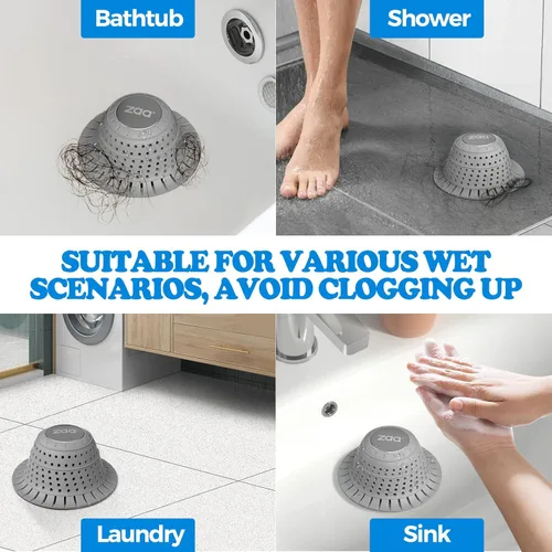 Miniatura 2 de zaa Atrapapelos para Desagüe de Ducha, Paquete de 2 Cubiertas de Desagüe de Bañera de Silicona Plegables Atrapapelos para Pelo de Perro y Protector