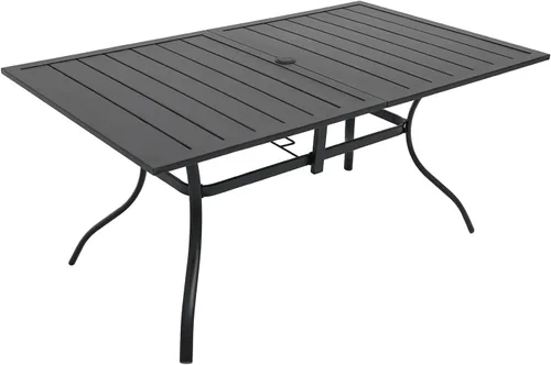 Miniatura 15 de Anmutig Mesa de patio pequeña cuadrada de 27.5 pulgadas con resistente a la intemperie para comedor al aire libre, color negro