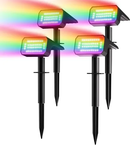 Miniatura 17 de Fabrito Paquete de 4 focos solares para exteriores, impermeables, IP67, [108 LED, 4 modos], focos del atardecer al amanecer con batería de 1500 mAh