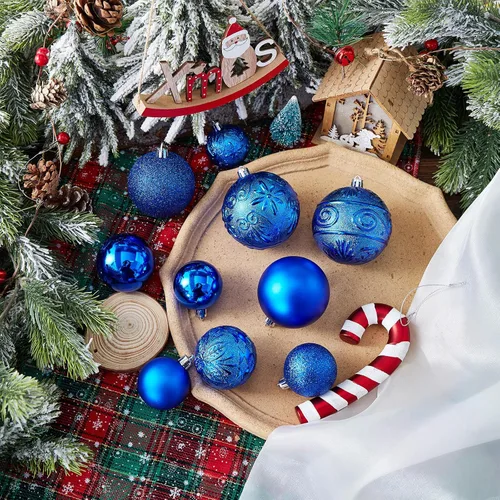 Miniatura 6 de Wironlst Adornos de bola de Navidad - 30 piezas de adornos de Navidad de plástico irrompibles para árbol de Navidad, vacaciones, boda, fiesta Azul