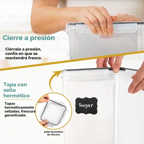 Miniatura 7 de Shazo 2 PC (2.5 gal 321 Oz) Recipientes extra grandes de almacenamiento de alimentos a granel con tapas herméticas para harina, azúcar, arroz