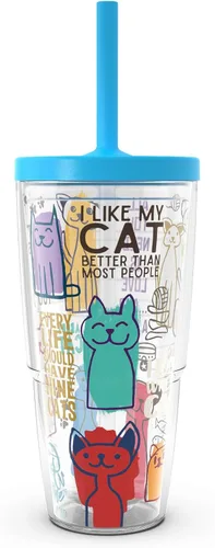 Miniatura 12 de Taza de viaje Tervis con dichos de gatos fabricada en Estados Unidos de doble pared aislada mantiene las bebidas frías y calientes, 24 onzas, Clásico