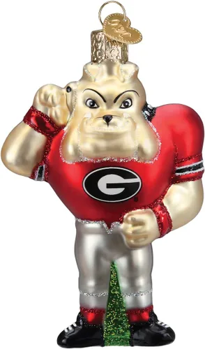 Old World Christmas University of Georgia Hairy Dawg - Adorno de cristal soplado para árbol de Navidad, decoración navideña hecha a mano, colección