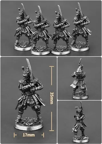 Miniatura 2 de Modelo Samurai de aleación, juguete antiguo modelo mini guerrero, juegos de mesa de estilo japonés y decoración de ajedrez manual militar, muñeca