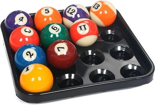 Miniatura 4 de Bandeja de bola de billar estándar para 16 bolas, bandeja de transporte de bolas de plástico negro de 2 1/4 pulgadas para mesa de billar 01