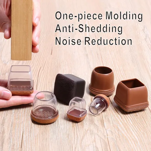Miniatura 5 de Protectores cuadrados pequeños de silicona para patas de silla con fieltro envuelto, tapas negras para patas de muebles, antiarañazos antiruido, 16