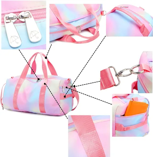Miniatura 9 de Mochila deportiva de lona para viaje o gimnasio, para hombre y mujer, con compartimento para zapatos y bolsillo para cosas húmedas
