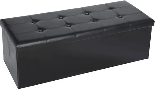 Miniatura 9 de ZenStyle Banco otomano de almacenamiento de 30 pulgadas, reposapiés plegable, banco largo de almacenamiento para zapatos con asiento acolchado
