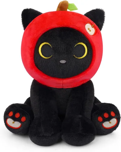 Miniatura 9 de Peluche de gato negro con manzana roja, regalo de agradecimiento para profesores, agradecimiento por ayudarme a crecer, bonito peluche de gato de 8