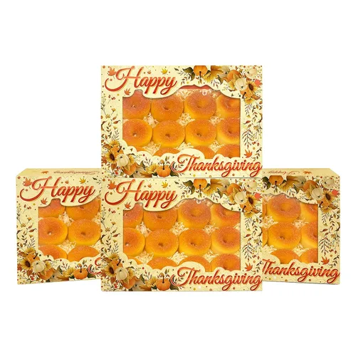 Miniatura 9 de qiqee Caja de galletas blanca desplegable automática con ventana de 14 x 10 x 2.5 pulgadas, 24 piezas, caja de panadería pastelería macaron