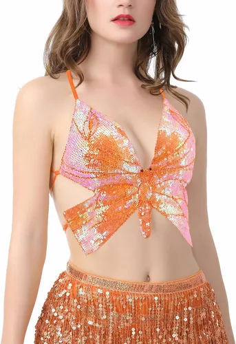 Miniatura 3 de Mocure - Blusa de tirantes con lentejuelas brillantes para mujer