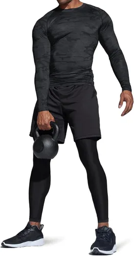 Miniatura 9 de TSLA - Paquete de 1 o 3 camisas de compresión de manga larga FPU 50+ para hombre, camisa de entrenamiento atlético, protector de erupción