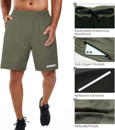 Miniatura 4 de Souke Sports Pantalones cortos de entrenamiento 2 en 1 para hombre, 7 pulgadas, secado rápido, pantalones cortos atléticos para gimnasio, bolsillos