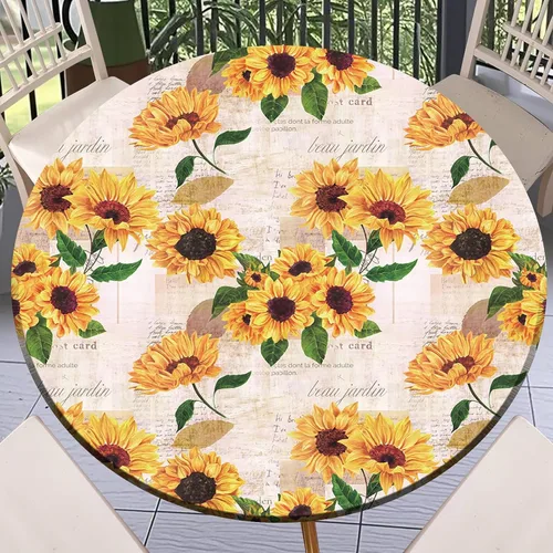 Miniatura 7 de Round Fitted Tablecloth with Elastic Outdoor Table Cover Round Elastic Tablecloths for Tables Waterproof Wipeable Table Cloths for