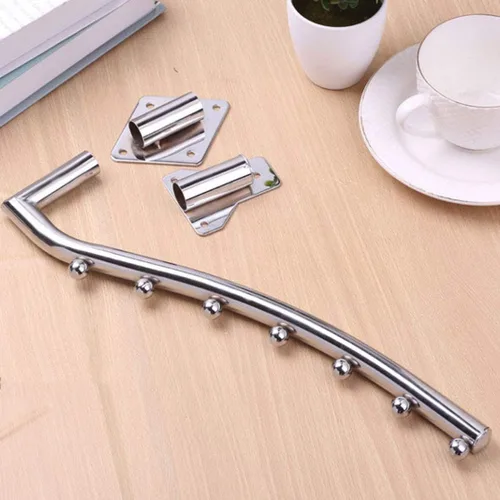 Miniatura 6 de Paquete de 2 percheros plegables montados en la pared, colgador plegable desmontable resistente con brazo oscilante, gancho de ropa de acero