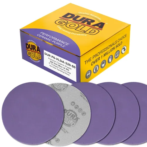 Miniatura 11 de Dura-Gold Premium Discos de lijado de cerámica de película morada de grano 180 de 6 pulgadas, caja de 50 – Papel de lija con soporte de gancho