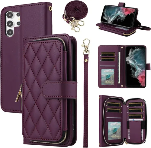 Miniatura 32 de Funda de Cartera para Samsung Galaxy S20 FE 5G de 6.5 Pulgadas con Correa para Muñeca, Billetera con Cremallera y más de 9 Ranuras para Tarjetas