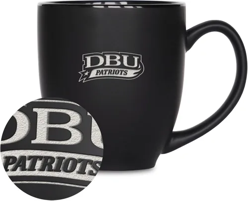 Miniatura 180 de Rico Industries - Taza de cerámica mate negra con grabado láser estándar de 15oz para NCAA (escuelas T & U) - Para bebidas calientes o frías