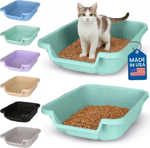 Miniatura 57 de KittyGoHere - Caja de arena para gatos mayores, sartén pequeña con cuchara jumbo de mango largo, caja de arena para gatos de entrada baja, ligera