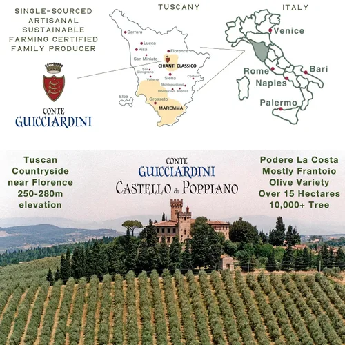 Miniatura 4 de Laudemio Poppiano Guicciardini – Aceite de oliva extra virgen de la Toscana, más de 700 mg/kg de polifenoles altos, medalla de oro NYIOOC 2025