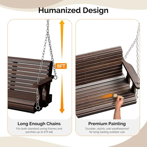 Miniatura 3 de VINGLI Columpio resistente de 880 libras para patio, porche, pintura de poliuretano, silla colgante con cadenas de seguridad ajustables, columpio