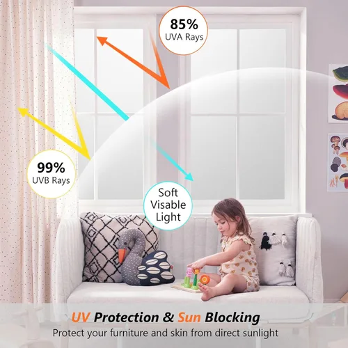 Miniatura 13 de Kromapolis Película de privacidad para ventana, cubierta de vinilo para vidrio, película decorativa de vitral, esmerilada para ventana, se adhiere