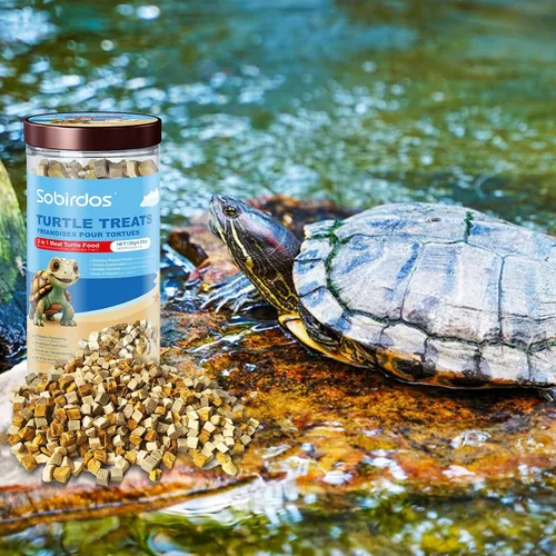 Miniatura 7 de Golosinas de tortuga, alimento 3 en 1 de tortuga, hecho con carne fresca, pollo, pato y pescado liofilizado, proteína enriquecida y vitaminas