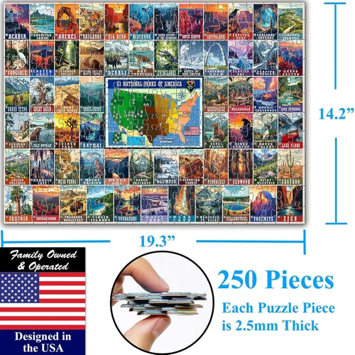 Miniatura 6 de Think2Master Rompecabezas de 250 piezas del parque nacional vintage de EE. UU. Ideal para adultos y personas mayores. 14.2 x 19.3 pulgadas