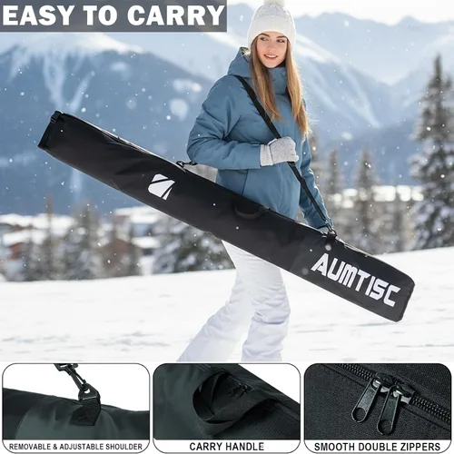 Miniatura 5 de AUMTISC Ski and Boot Bag Combo for Air Travel Flying, Padded Two-Piece Snow Ski Bags, Adjustable Length Ski Travel Bag for Skis Up to 200cm and