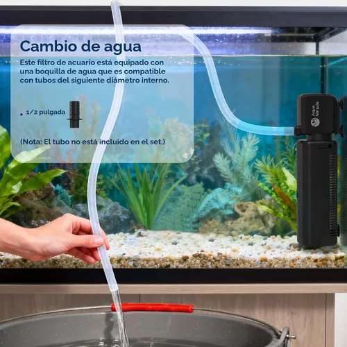 Miniatura 8 de AquaMiracle Filtro de acuario con luz U - V y esponja de filtro, filtro de tanque de peces con temporizador para agua verde, filtro de tortuga