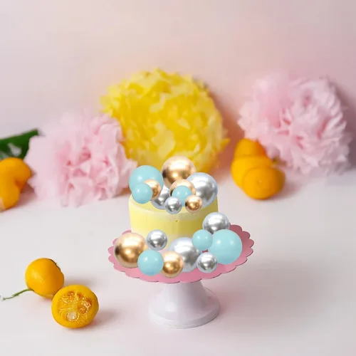 Miniatura 8 de Gyufise 30 piezas de mini globos decorativos para pastel, bolas de espuma, palillos para pastel, decoraciones de bolas de perlas de imitación