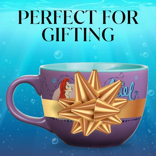 Miniatura 7 de Silver Buffalo Taza de cerámica de las princesas de Disney Sirenita Ariel Moonlight, para sopa, de 24 onzas Varios