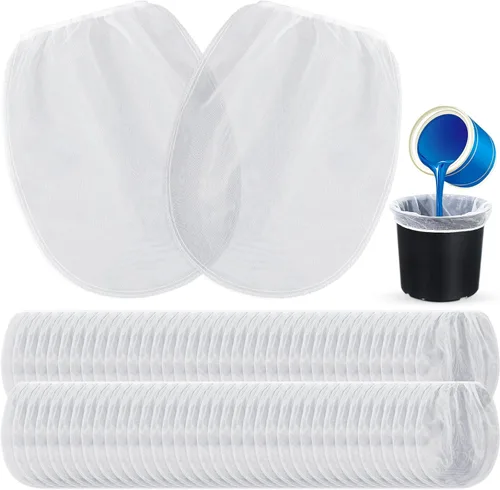 Miniatura 8 de Boao Bolsas de filtro de pintura, bolsas de filtro de pintura de malla fina blanca, filtro de cubo desechable con parte superior elástica