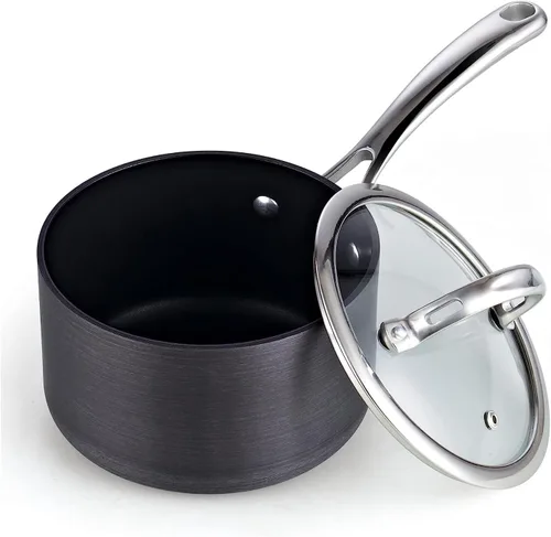 Miniatura 10 de Cooks Standard NC-00340 – Sartén con tapa de grado Premium, anodizado, sólido, antiadherente, 1 qt, Negro