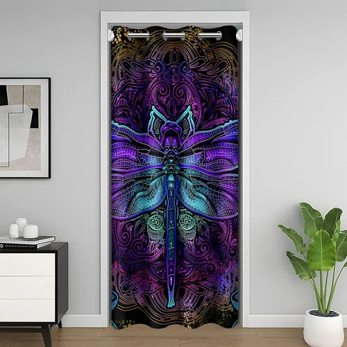 Miniatura 15 de Erosebridal Cortina de puerta de teñido anudado, cortina opaca bohemia, cortina exótica abstracta en espiral, elegante cortina hippie para puerta