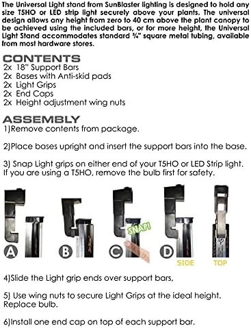 Miniatura 5 de Park Seed Sunblaster Seed Starting Soporte de luz universal T5 para encimera de cultivo en interiores con barras de soporte de 18 pulgadas