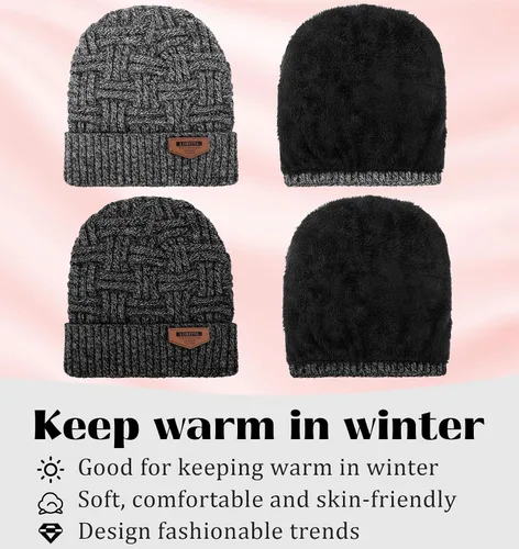 Miniatura 88 de Loritta Gorro de invierno cálido de punto grueso y holgado para hombre